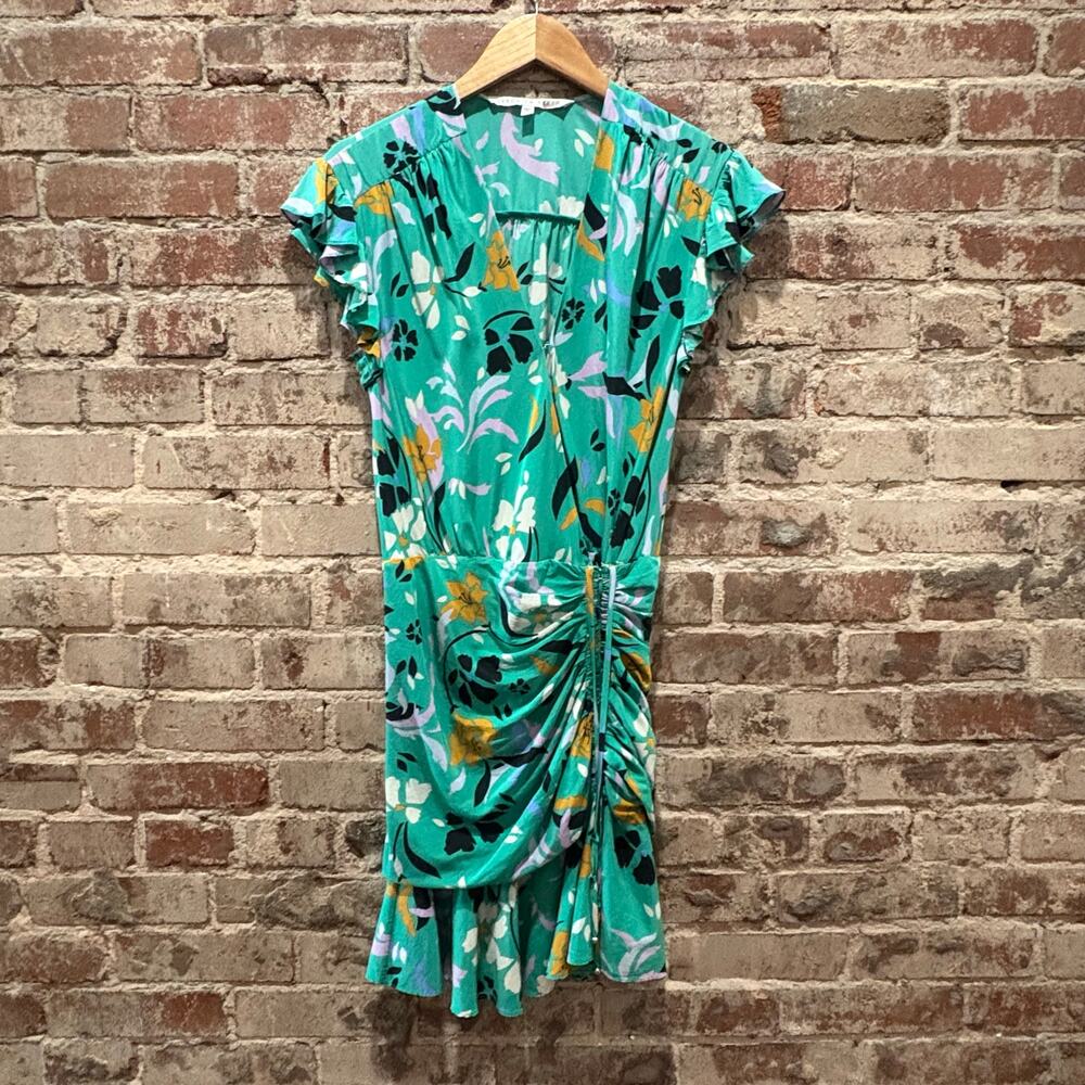 Veronica Beard Green Printed Maria Floral Mini Dress Size 2 - Picture 9 of 10